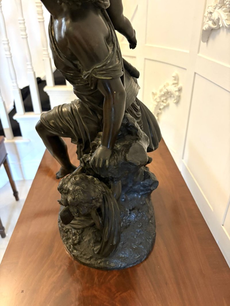 Superb Antique 19th Century Bronze Sculpture by Renowned French Sculptor Auguste Moreau “L’amour Maternel” (Motherly Love)